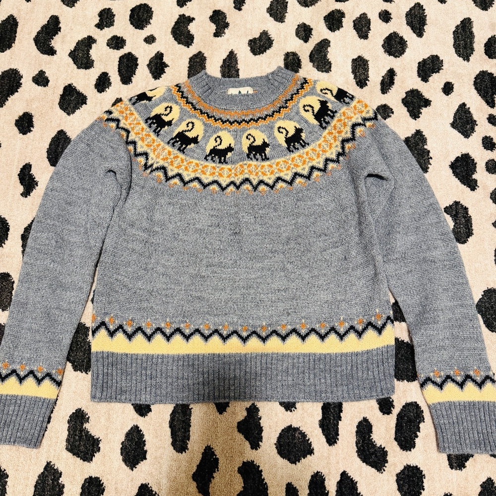 Kiel James Patrick Women's Black Cat Moon Halloween Fair Isle Crewneck Sweater M